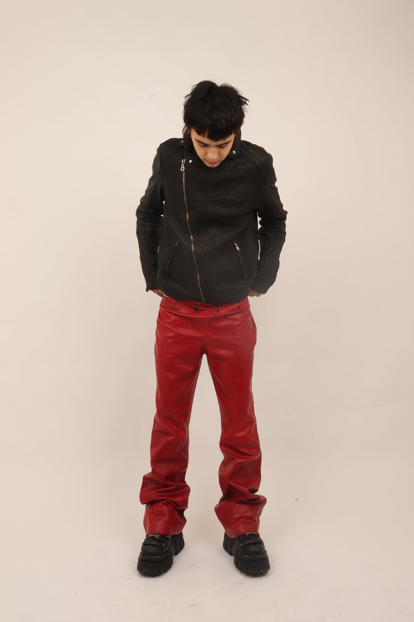RED LEATHER TROUSERS